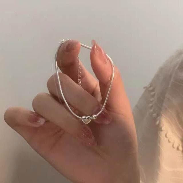 手鏈（三條裝）小眾心形手鏈簡約百搭愛心設計感圓珠蛇骨手飾女大方氣質日常通勤派對約會手鏈輕盈手鏈手環手串手飾簡約百搭高級感