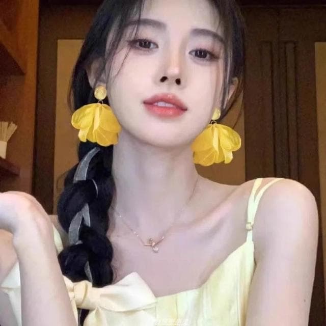 耳環元氣森系甜美黃色花瓣耳環銀針超仙氣質雪紡耳釘海邊沙灘拍照耳飾不過敏看不膩超閃耳環耳飾品不褪色百搭禮物輕盈精緻輕奢高級