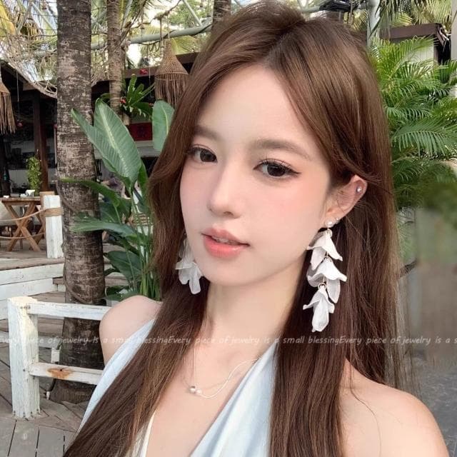 耳環法式度假花朵流蘇耳環女名媛精致獨特海邊耳飾度假風耳釘 不過敏看不膩超閃耳環耳飾飾品不褪色百搭禮物輕盈精緻輕奢高級韓國