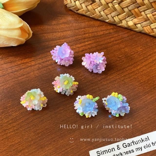 耳環多巴胺彩色花朵耳環女生高級感輕奢小眾耳釘甜美時尚耳飾 不過敏看不膩超閃耳環耳飾飾品不褪色百搭禮物輕盈精緻輕奢高級韓國