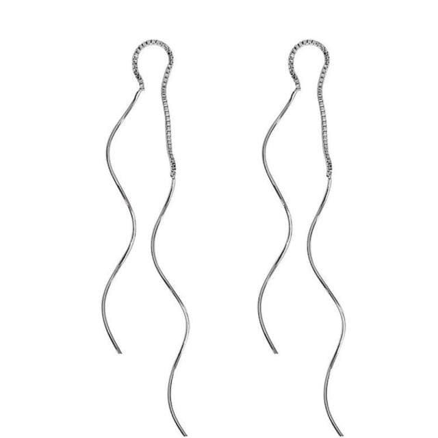 耳環銀色波浪耳線長款氣質百搭日常通勤時尚顯高級輕奢冷淡風女不過敏看不膩超閃耳環耳飾飾品不褪色百搭禮物輕盈精緻輕奢高級韓國