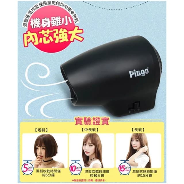 【Pingo 品工】Travel Qmini 極輕 隨身掌型吹風機 雙電壓 大風量 吹風機