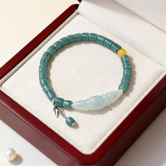 【Paiya 派亞】原創設計天然翡翠A貨5X5MM桶珠緬甸半鐲琥珀手串手鏈