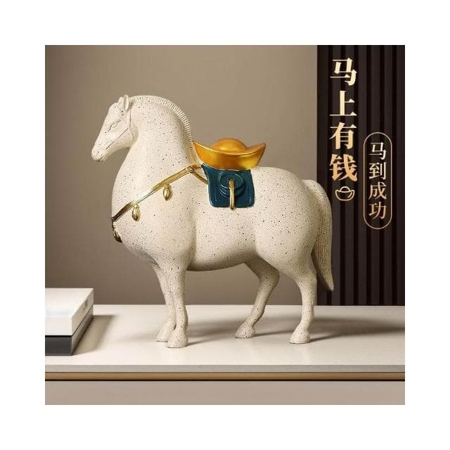  馬上有錢擺件 招財客廳酒櫃輕奢高檔辦公室玄關裝飾品 喬遷開業禮物