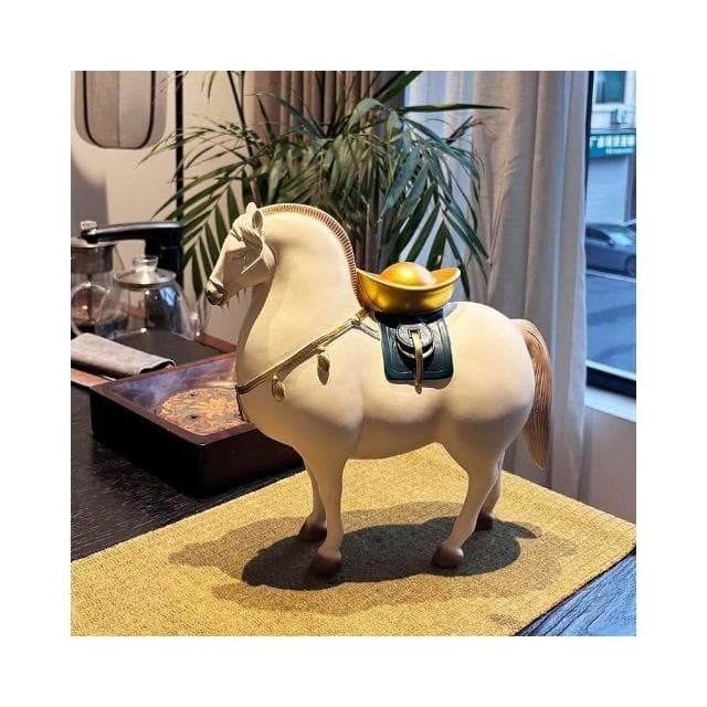  馬上有錢擺件 招財客廳酒櫃輕奢高檔辦公室玄關裝飾品 喬遷開業禮物