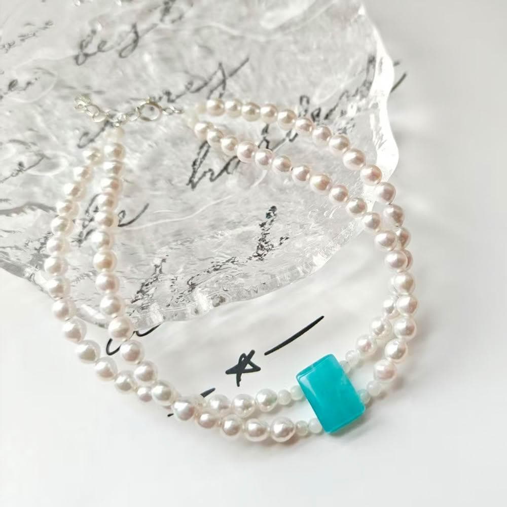 【Paiya 派亞】S925銀雙層3.7MM淡水珍珠天河石手串手鏈