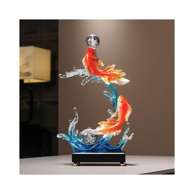  風生水起錦鯉魚擺件 入戶玄關輕奢高檔中式酒櫃裝飾品 喬遷新居禮物