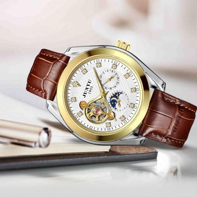手表男機械表全自動陀飛輪镂空男士時尚休閑防水輕奢小眾高級感精工錶男士爸爸商務風瑞士錶防水夜光男生高顏值精品金屬指針男錶 