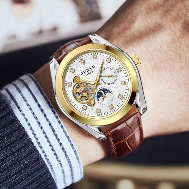 手表男機械表全自動陀飛輪镂空男士時尚休閑防水輕奢小眾高級感精工錶男士爸爸商務風瑞士錶防水夜光男生高顏值精品金屬指針男錶 