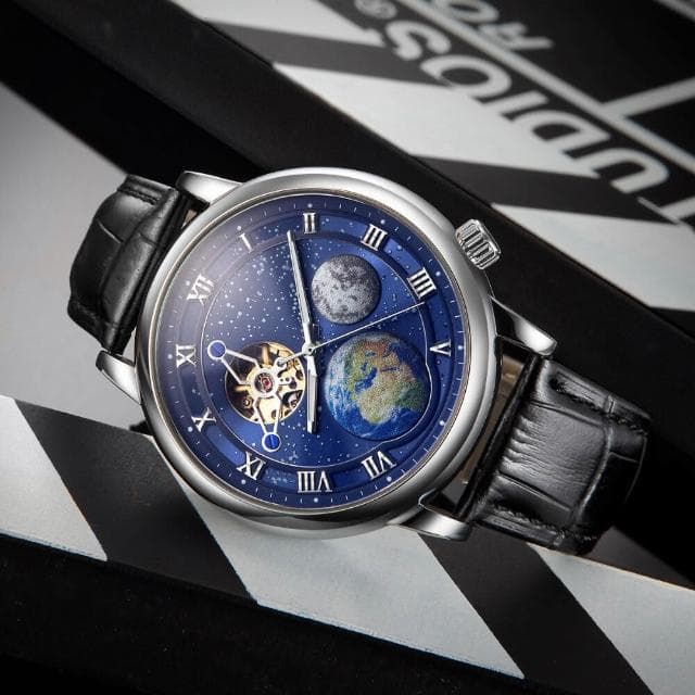 手錶男星辰大海手表魅影地球手表全自動機械表男士手表陀飛輪防水商務輕奢小眾高級感精工錶爸爸商務風瑞士錶高顏值金屬指針男錶 
