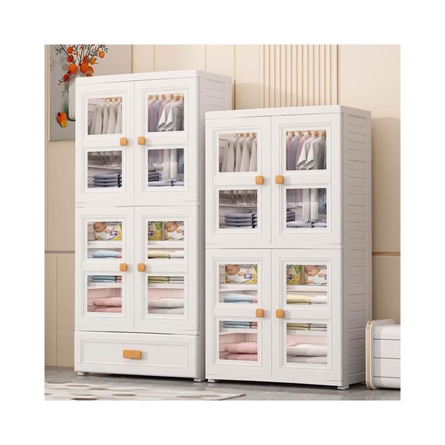 愛永伴寶寶衣櫃家用簡易塑料雙開門掛衣收納櫃兒童嬰兒小衣櫥儲物