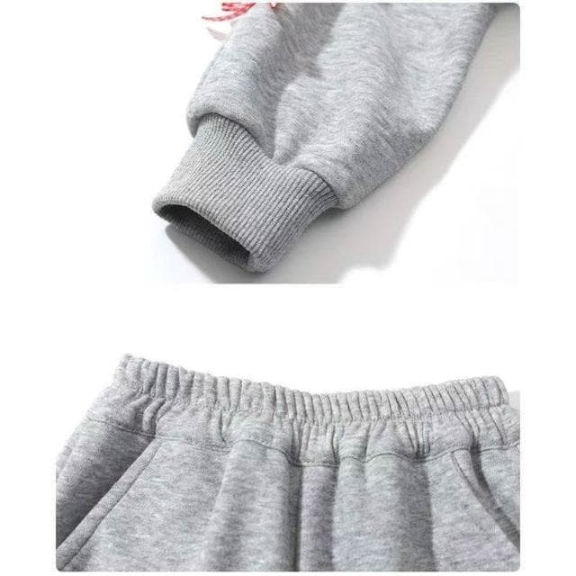 【Arbea】女寶寶春秋套裝新款兒童洋氣蝴蝶結衛衣甜美闊腿褲女孩兩件套【C1267】