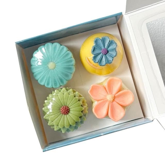 和菓子造型手工皂禮盒｜冷製植物油香皂｜[主香味特色]｜通過SGS檢驗｜環保無毒｜35g x 4入適合裝飾