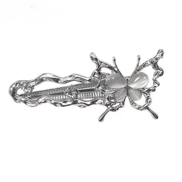 髮飾髮夾清冷感蝴蝶發夾女輕奢月光石發卡小眾設計瀏海邊夾側邊髮飾飾品髮夾一字夾( 聖誕節 生日 髮飾 頭飾  髮夾 禮物)