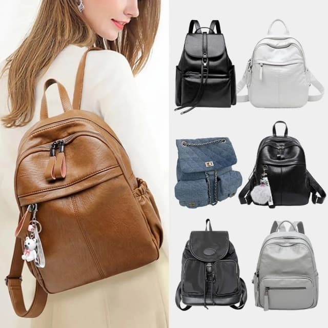 【MoonDy】包包 真皮後背包 輕便後背包 休閒背包 牛皮包包 黑色包包 大容量後背包 旅行包 女生禮物