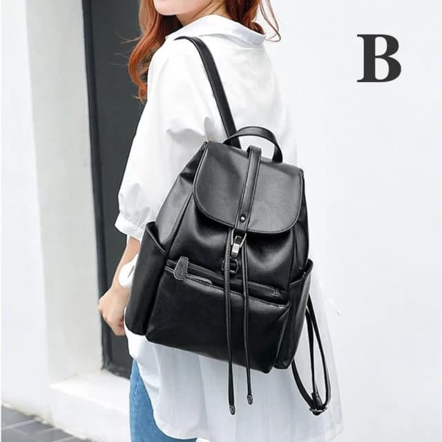 【MoonDy】包包 真皮後背包 輕便後背包 休閒背包 牛皮包包 黑色包包 大容量後背包 旅行包 女生禮物