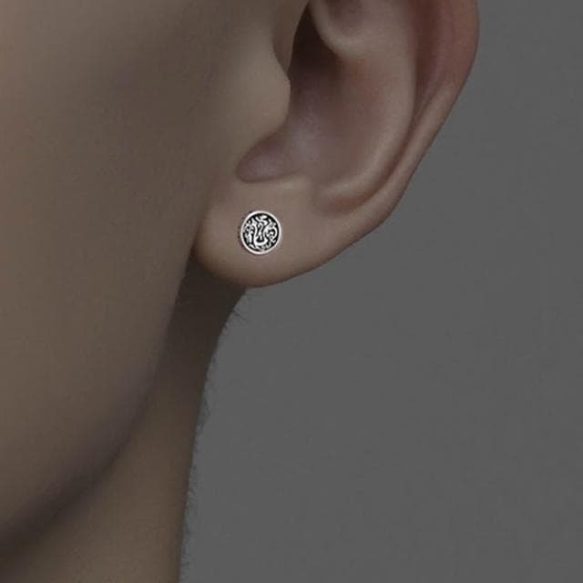 【LEESA】純銀飾品\男款耳環\抗敏銀釘\簡約造型\男士耳釘\質感耳飾\東方設計感\復古氣質\氣質飾品\貼耳耳環