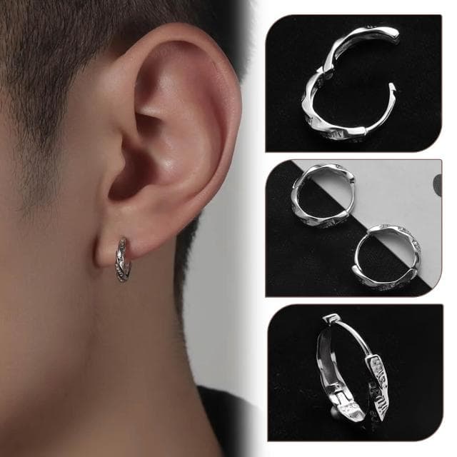 【MoonDy】七宗罪耳環 純銀耳圈 環狀耳環 莫比烏斯耳飾 男生飾品 耳扣 字母素圈 配飾