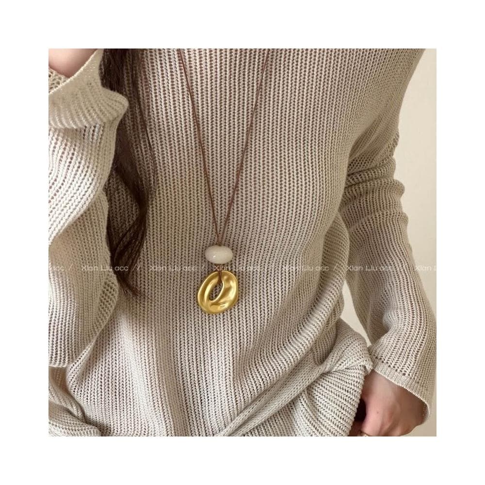 項鏈韓系ins風幾何吊墜項鏈女新款輕奢小眾高級感長款毛衣鏈配飾項鍊女珍珠項鍊時尚百搭吊墜項鍊長項鍊飾品毛衣鍊生日禮物