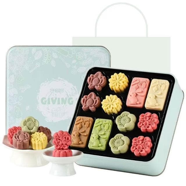 Phoebejos悠享時傳統月餅禮盒裝364g中式糕點心桂花紅豆牛奶味送長輩伴手禮