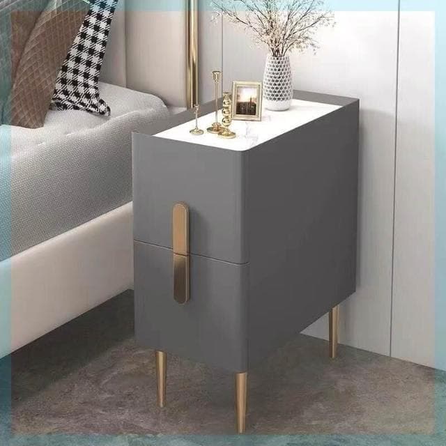 藍牙音響帶指紋鎖巖板簡約現代高端輕奢軟包床邊櫃床頭櫃小型超窄 5e0