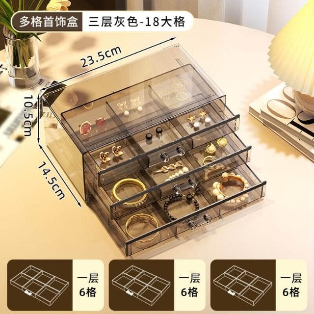 飾品盒首飾收納盒大容量耳環耳釘項鏈耳飾戒指首飾盒高檔精致串珠整理盒飾品盒首飾盒珠寶盒飾品收納盒項鍊收納展示盒耳環珠寶收納