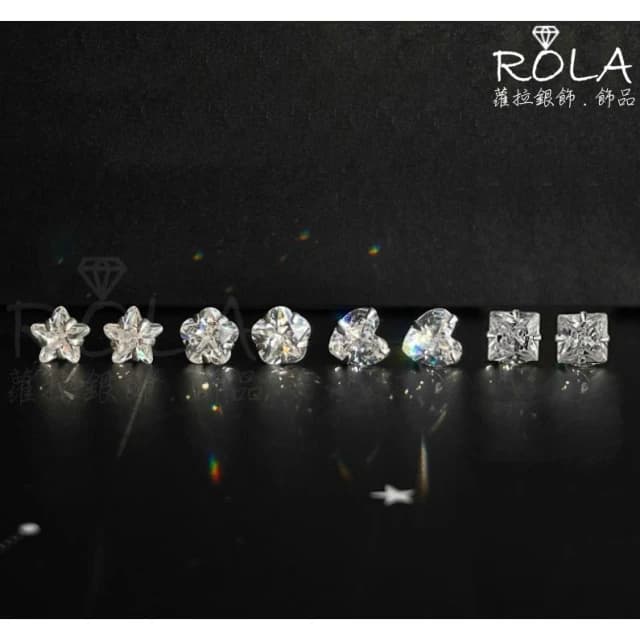 ROLA蘿拉銀飾飾品 “現貨當天出”//一對價// 愛心.方形.星星.花朵水鑽999足銀養耳棒養耳針免耳堵免後扣 1-1