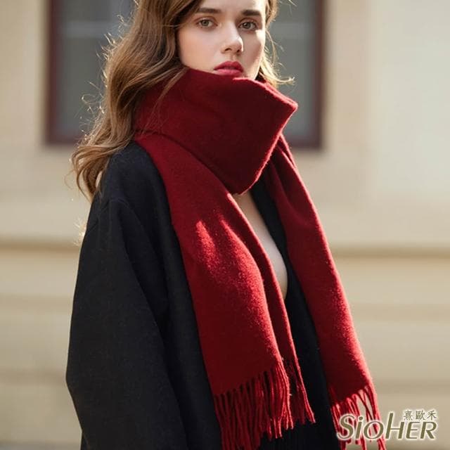 【SiOHER 熹歐禾】◆現貨 單套組 內蒙古粗紡小羊羔毛披肩圍巾/羊毛/毛毯/保暖圍巾