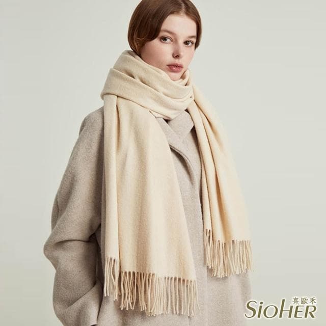 【SiOHER 熹歐禾】◆現貨 單套組 內蒙古粗紡小羊羔毛披肩圍巾/羊毛/毛毯/保暖圍巾