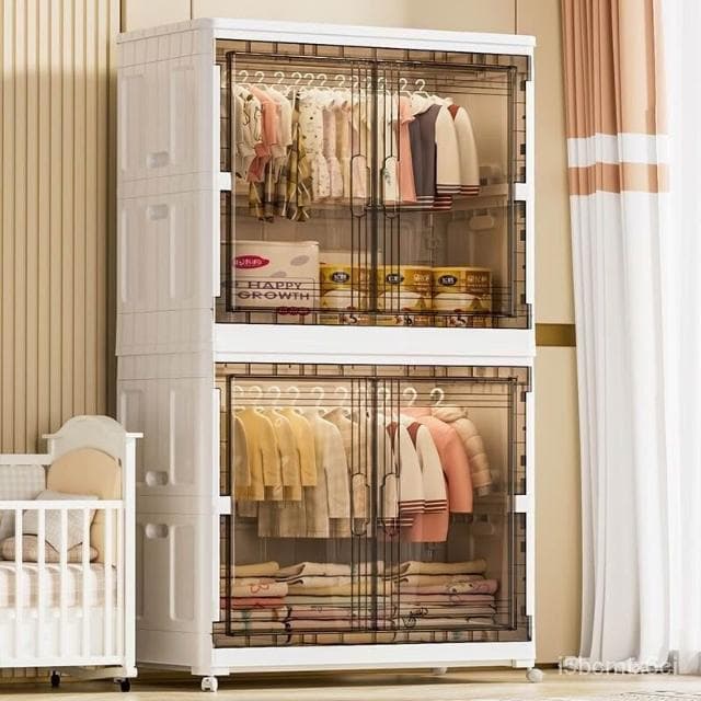 凱莎優選 超大75cm免安裝折疊寶寶衣服收納櫃嬰兒童衣櫥塑料傢用零食儲物櫃 免安裝寶寶衣櫃 兒童衣服收納櫃