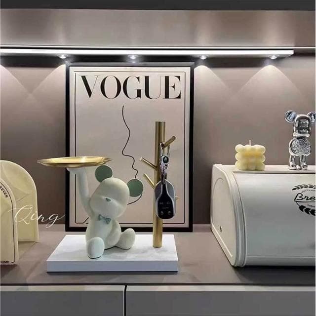 【禾日Heri】玄關收納托盤掛架 熊熊擺件 招財貓 鑰匙收納 交換禮物 喬遷新居禮品 房間擺設 客廳裝