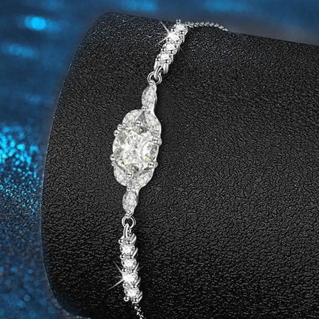 【MoonDy】手鍊 飾品 純銀手鍊 莫桑鑽手鍊 一克拉莫桑鑽 六爪莫桑石手飾 鑽石手鍊