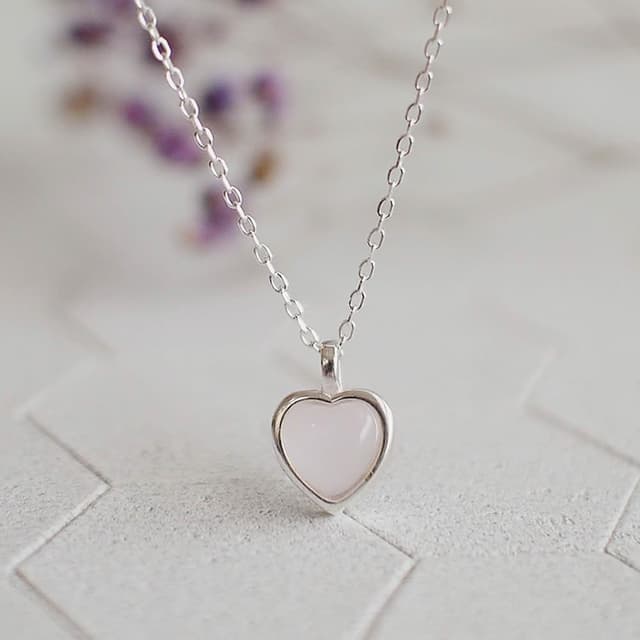 【BLUMA】美好時光愛心粉晶純銀項鍊(生日情人節禮物 招桃花貴人緣 925純銀鎖骨鏈 飾品禮盒)