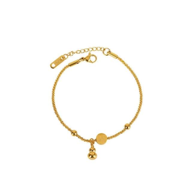 手鍊福牌葫蘆手鏈女20k金小眾精致波光粼粼輕奢钛鋼不掉色手鏈時尚百搭手鏈手環手鐲可調整大小精緻甜美手鍊情侶手繩送禮禮物