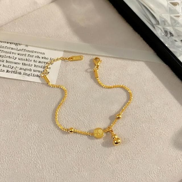 手鍊福牌葫蘆手鏈女20k金小眾精致波光粼粼輕奢钛鋼不掉色手鏈時尚百搭手鏈手環手鐲可調整大小精緻甜美手鍊情侶手繩送禮禮物