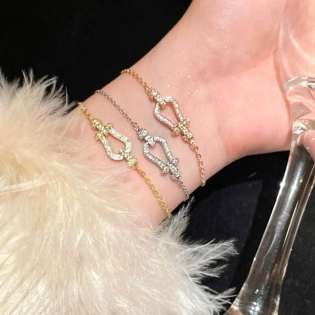 手鍊輕奢風馬蹄扣锆石手鏈女小眾設計高級感手飾ins學生閨蜜手鏈時尚百搭手鏈手環手鐲可調整大小精緻甜美手鍊情侶手繩送禮禮物