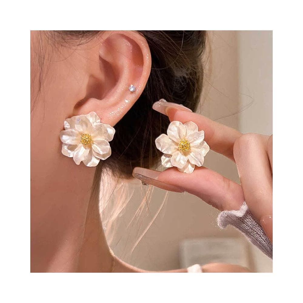 耳環法式氣質山茶花耳釘女夏小眾獨特設計高級感輕奢耳環耳飾耳環耳釘耳飾女生耳環法式耳環流行百搭耳釘生日禮物貼耳耳環
