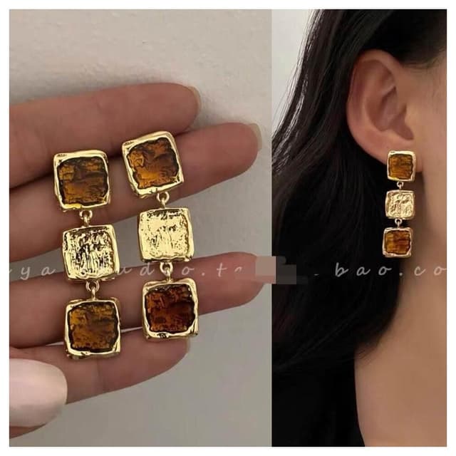 耳環法式時尚樹脂方形長款耳環簡約氣質小眾設計感ins耳飾女耳環耳釘耳飾女生耳環法式耳環流行百搭耳釘生日禮物貼耳耳環