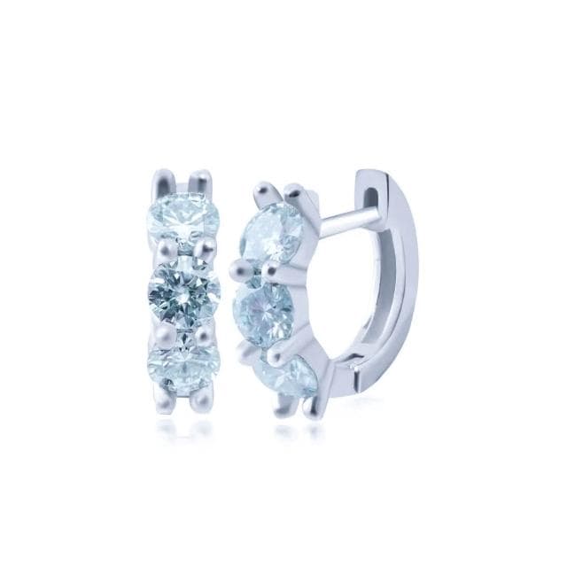 買一送一耳環钛鋼銅鑲鉆直桿三锆石耳扣8mm內徑耳圈女小眾設計個性耳環耳環耳釘耳飾女生耳環法式耳環流行耳釘生日禮物貼耳耳環