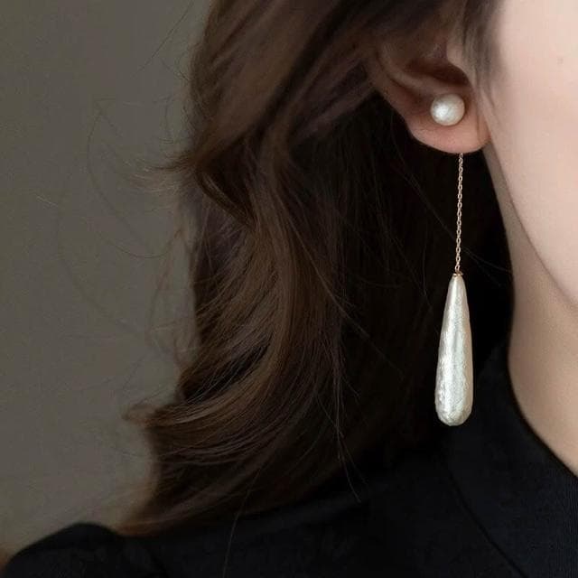 耳環法式優雅美學~紋理水滴珍珠耳環女小眾設計高級感兩戴式耳釘耳飾耳環耳釘耳飾女生耳環法式耳環流行百搭耳釘生日禮物貼耳耳環