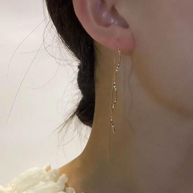 耳環簡約波浪長款流蘇耳線波浪形顯臉瘦螺旋耳環設計感氣質百搭耳墜女耳環耳釘耳飾女生耳環法式耳環流行百搭耳釘生日禮物貼耳耳環