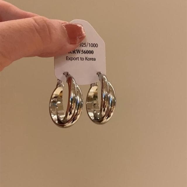 耳環金屬感交叉雙環幾何耳環小眾獨特耳圈耳扣輕奢高級感耳環耳釘耳飾女生耳環法式耳環流行百搭耳釘生日禮物貼耳耳環