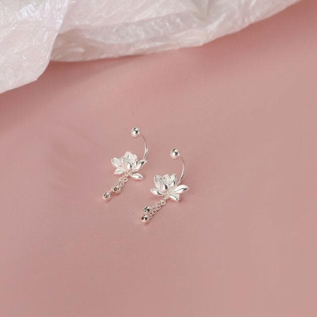 耳環蓮花流蘇耳釘新款小眾簡約百搭螺絲耳釘甜美耳飾送閨蜜耳飾 耳環耳釘耳飾女生耳環法式耳環流行百搭耳釘生日禮物貼耳耳環
