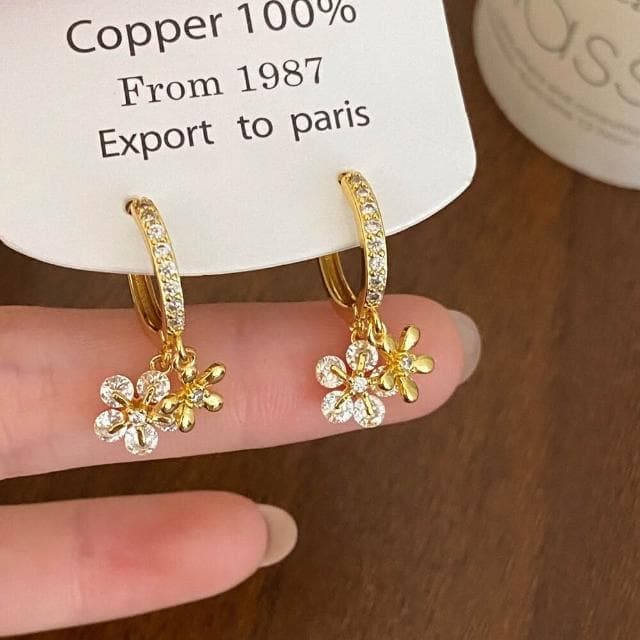 買一送一耳環超仙小清新氣質設計感鑲锆小花流蘇耳環個性百搭時尚耳飾耳環耳釘耳飾女生耳環法式耳環流行百搭耳釘生日禮物貼耳耳環