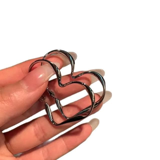 買一送一耳環簡約愛心耳環設計感耳飾女輕奢新款潮防過敏耳釘耳環耳釘耳飾女生耳環法式耳環流行百搭耳釘生日禮物貼耳耳環