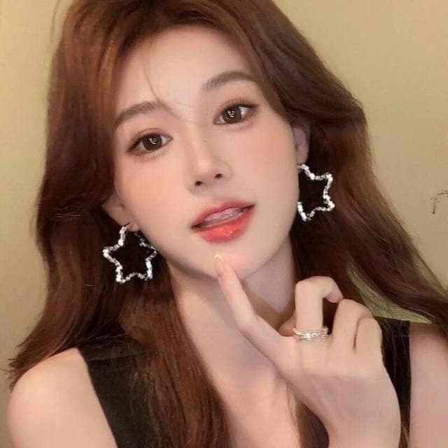 耳環銀色镂空五角星星大耳圈獨特設計感耳環女顯臉小百搭耳釘耳環耳釘耳飾女生耳環法式耳環流行百搭耳釘生日禮物貼耳耳環