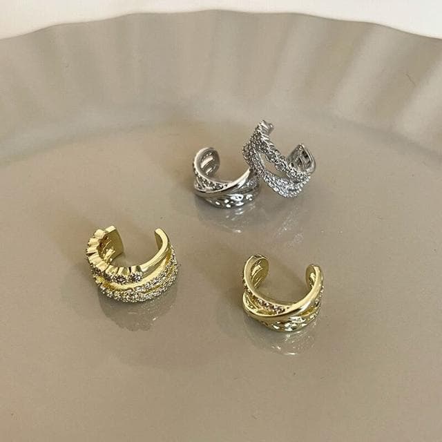 耳環冷淡風多層锆石耳骨夾輕奢高級感耳環新款無耳洞耳夾耳飾耳環耳釘耳飾女生耳環法式耳環流行百搭耳釘生日禮物貼耳耳環