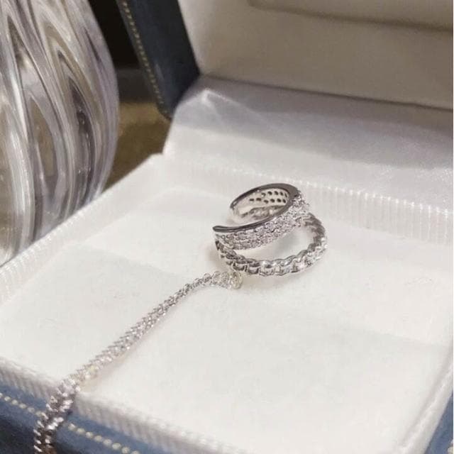 耳環簡約輕奢長款流蘇雙層微鑲無耳洞耳骨夾時尚耳環女耳夾耳環耳釘耳飾女生耳環法式耳環流行百搭耳釘生日禮物貼耳耳環