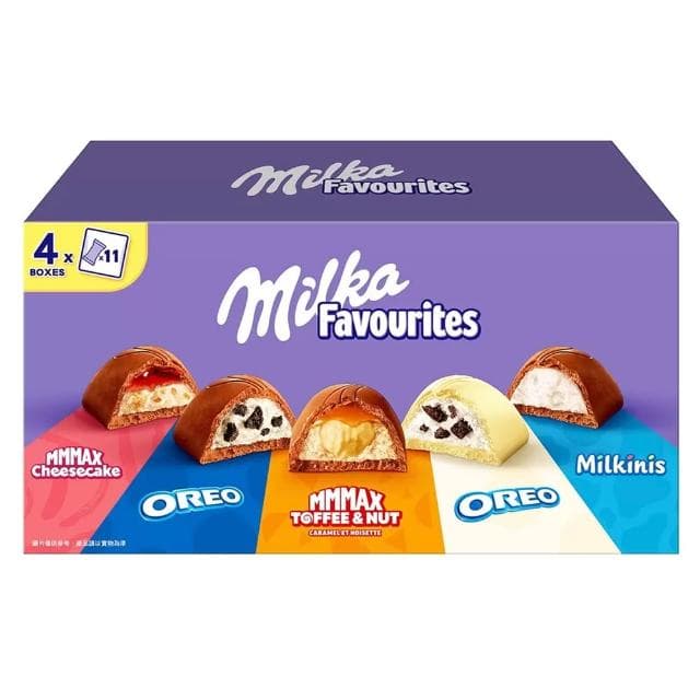 【OREO 奧利奧】可可綜合分享組 380公克/箱 Milka Favourites 牛奶巧克力