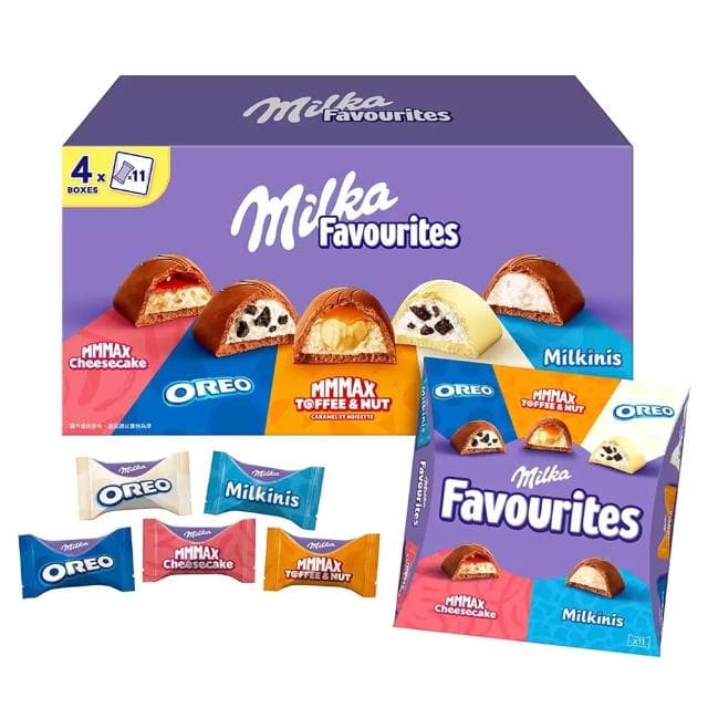 【OREO 奧利奧】可可綜合分享組 380公克/箱 Milka Favourites 牛奶巧克力